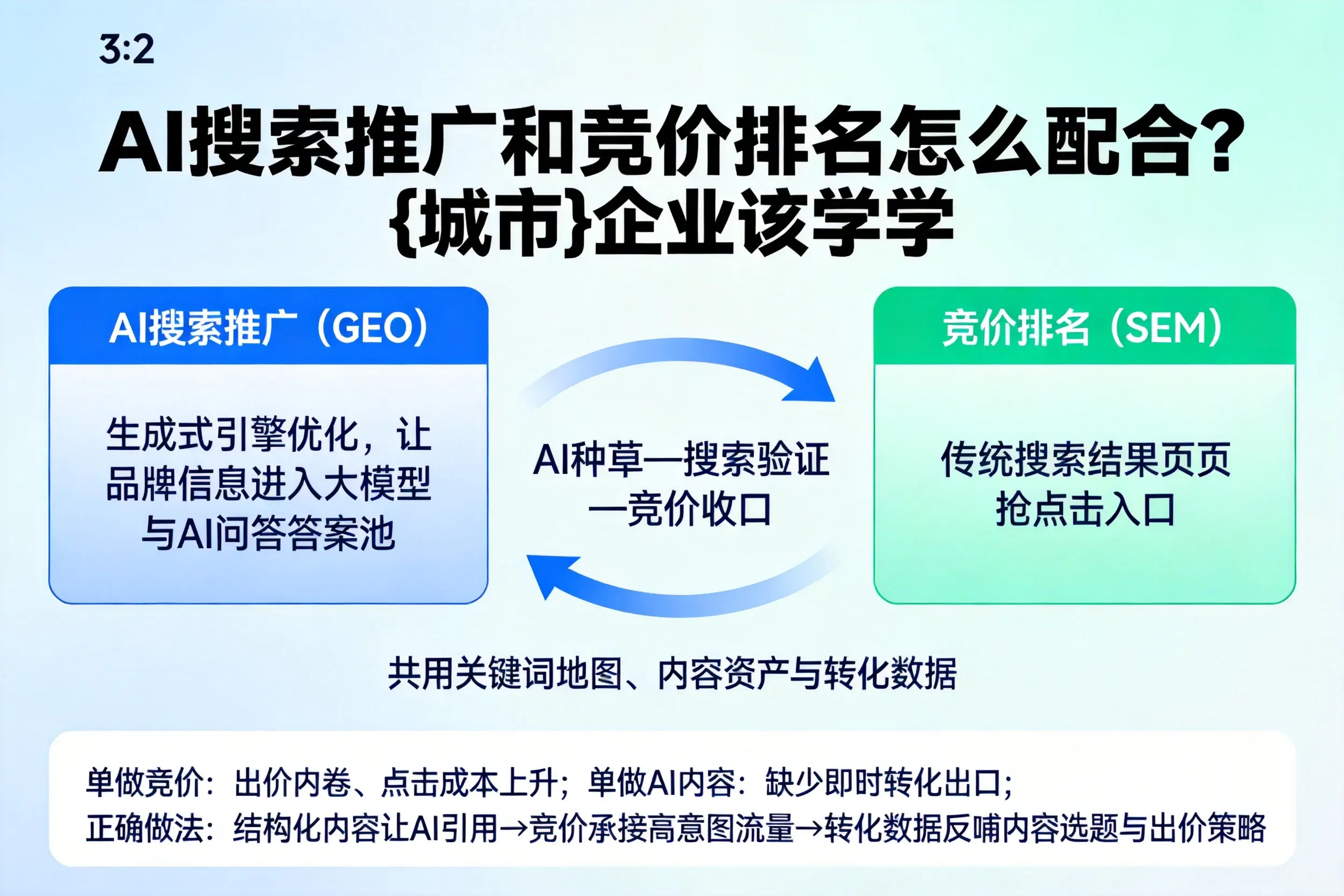 AI搜索推广和竞价排名怎么配合？昌江企业该学学