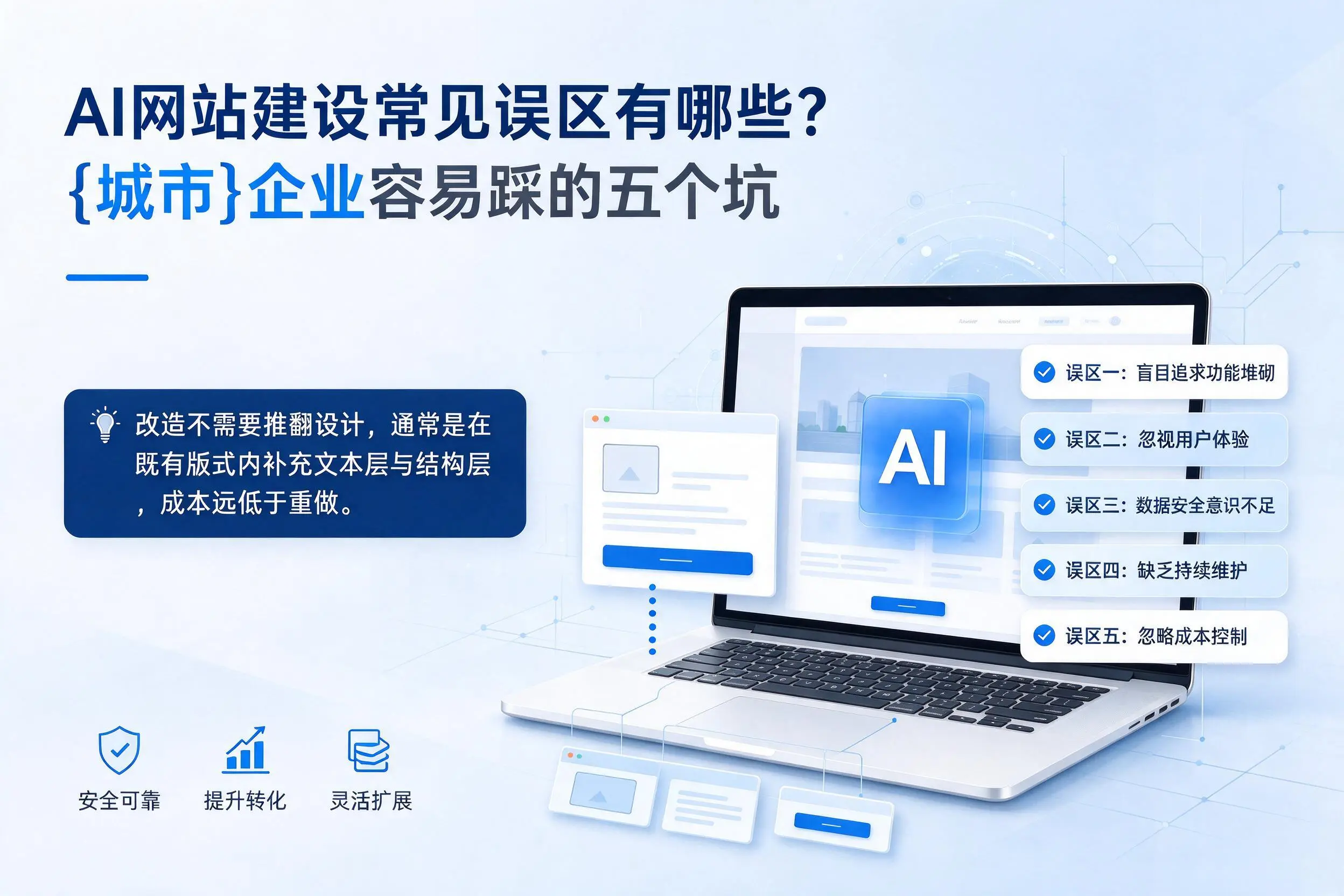 AI网站建设常见误区有哪些？昌江企业容易踩的五个坑