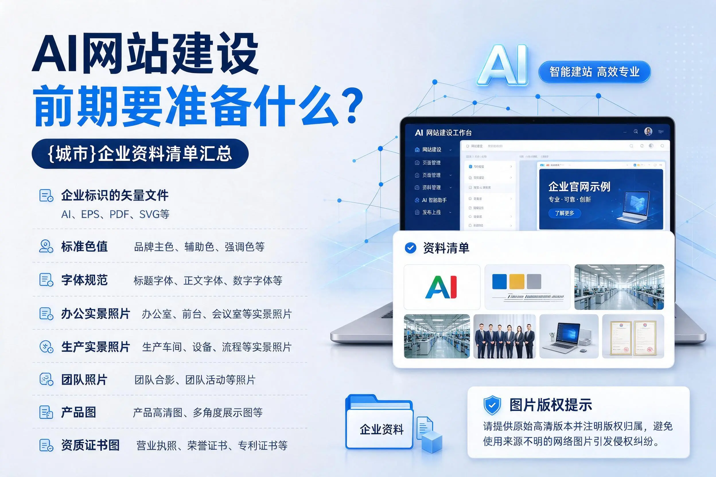 AI网站建设前期要准备什么？昌江企业资料清单汇总